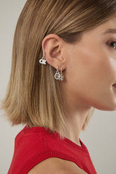 Silver Connection Hoop, White Rhodium, Premium Cubic Zirconia + Love Gift
